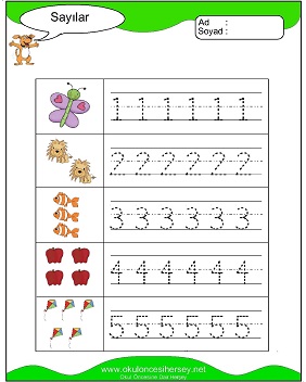 okul öncesi 1 sayısı çizgi çalışması
